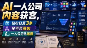 AI一人公司内容获客，轻松日更3条，多平台获客，一人公司化运营（更新0827）-副业资源站