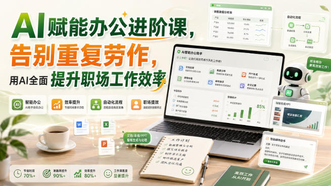 AI赋能办公进阶课，告别重复劳作，用AI全面提升职场工作效率-副业资源站