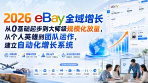 2026 eBay全域增长，从0基础起步到大师级规模化放量，从个人英雄到团队运作，建立自动化增长系统-副业资源站