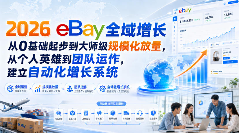 2026 eBay全域增长，从0基础起步到大师级规模化放量，从个人英雄到团队运作，建立自动化增长系统-副业资源站