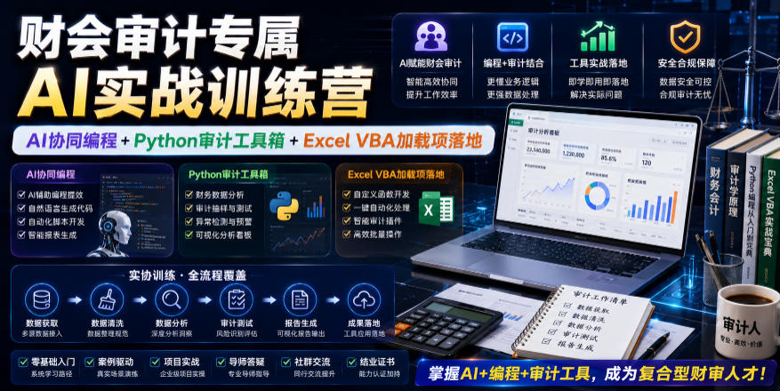 财会审计专属AI实战训练营｜AI协同编程+Python审计工具箱+Excel VBA加载项落地（更新0816）-副业资源站