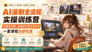 AI漫剧全流程实操训练营，从脚本出图、运镜成片到合规变现，一套课程全部吃透-副业资源站