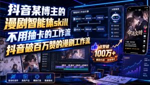 抖音某博主的漫剧智能体skill，不用抽卡的工作流，抖音破百万赞的漫剧工作流-副业资源站