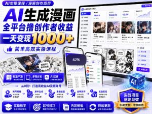 AI生成漫画全平台撸创作者收益内部课程，实操最高单日变现1k+-副业资源站