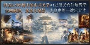 抖音6.9W博主的中式美学AI云顶天宫仙境教学，全网刷屏，条条大爆款，小白也能一键出大片-副业资源站
