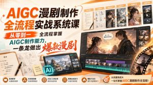 AIGC漫剧制作全流程实战系统课，从零到一全流程掌握AIGC制作能力，一条龙做出爆款漫剧-副业资源站