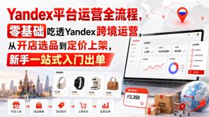 Yandex平台运营全流程，零基础吃透Yandex跨境运营，从开店选品到定价上架，新手一站式入门出单-副业资源站