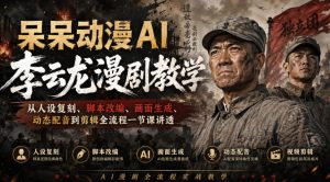 呆呆动漫AI李云龙漫剧教学,从人设复刻、脚本改编、画面生成、动态配音到剪辑全流程一节课讲透-副业资源站