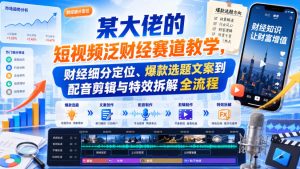某大佬的短视频泛财经赛道教学,财经细分定位、爆款选题文案到配音剪辑与特效拆解全流程-副业资源站
