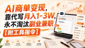 AI商单变现，靠代写月入1-3W，永不淘汰副业兼职【附工具指令】【揭秘】-副业资源站