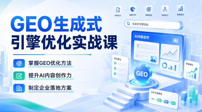 GEO生成式引擎优化实战课，掌握GEO优化方法，提升AI内容创作力，制定企业落地方案-副业资源站