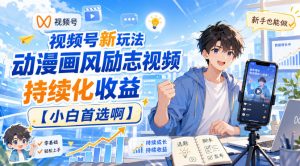 视频号新玩法动漫画风励志视频，持续化收益【小白首选啊】-副业资源站