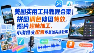 美图实用工具教程合集｜拼图调色修图特效，照片趣味加工，小说推文配音零基础实操教学-副业资源站