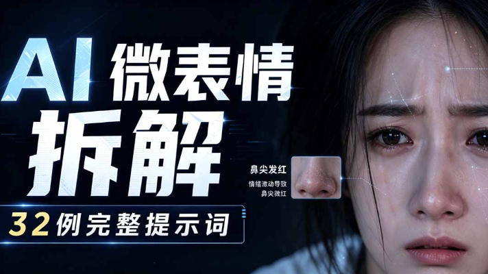 AI微表情拆解提示词合集，精准调控AI角色表情，可直接复用，0基础也能调出影视级表情变化-副业资源站