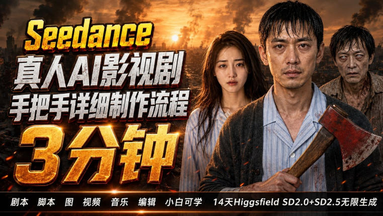 3分钟真人AI影视剧怎么做？SD 2.0手把手完整制作流程｜Higgsfield 14天SD 2.0/2.5无限生成-副业资源站
