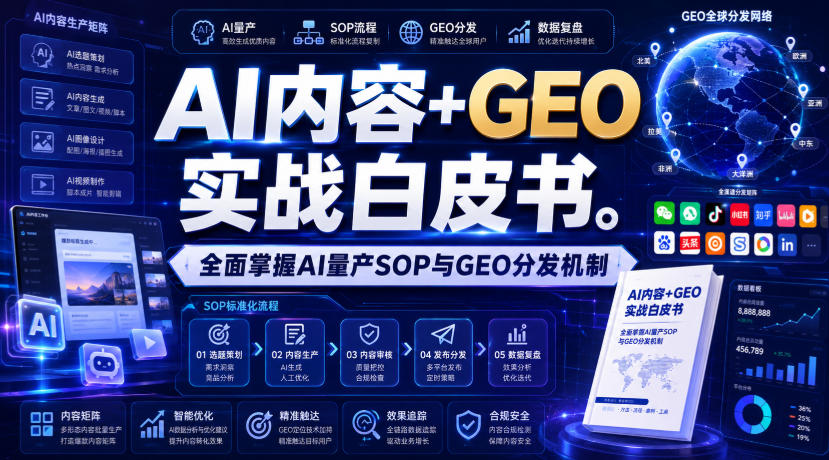 AI内容+GEO实战白皮书，全面掌握AI量产SOP与GEO分发机制【文档】-副业资源站