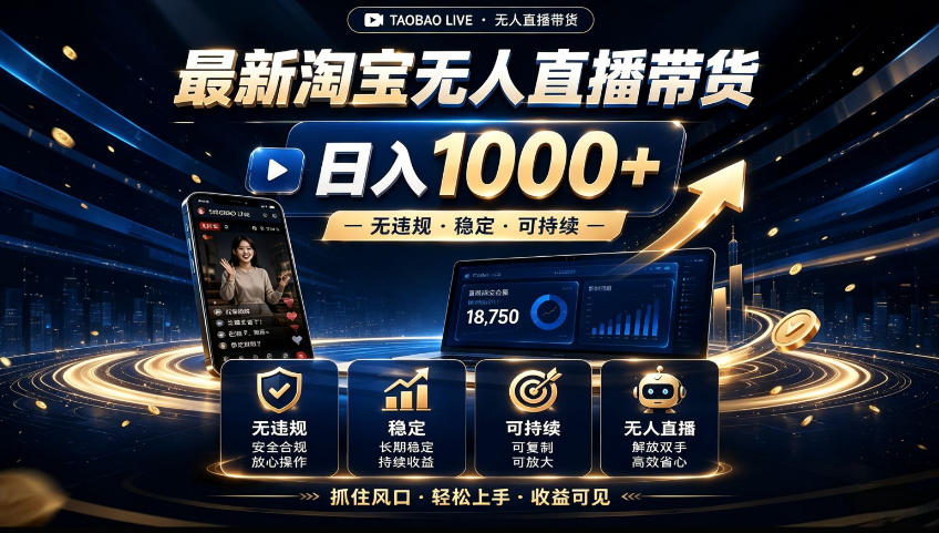 2026淘宝无人直播15.0，独家新技术，不用露脸、不用熬夜，自动直播自动出单，25小时卖17W【揭秘】-副业资源站