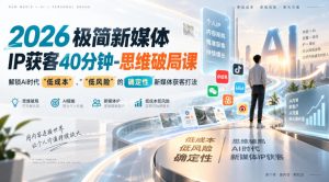 2026极简新媒体IP获客40分钟-思维破局课,解锁Ai时代“低成本”、“低风险”的确定性新媒体获客打法-副业资源站