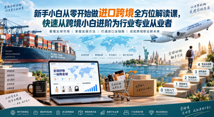 新手小白从零开始做进口跨境全方位解读课，快速从跨境小白进阶为行业专业从业者-副业资源站