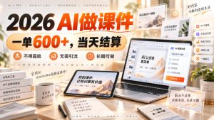 2026 AI做课件，一单600+，当天结算，不用露脸，无需引流，长期可做【揭秘】-副业资源站