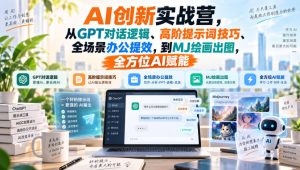 AI创新实战营，从GPT对话逻辑、高阶提示词技巧、全场景办公提效，到MJ绘画出图，全方位AI赋能-副业资源站