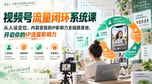 视频号流量闭环系统课，从人设定位、内容变现到IP影响力全链路落地，开启你的IP流量影响力-副业资源站