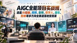 AIGC全能项目实战班-无水印，涵盖AI绘画、视频、音频、数字人、音乐、剪映等多方向全赛道落地变现课（更新）-副业资源站
