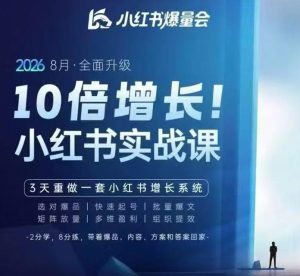 戴小胖·8月28-30号线下课视频20小时，小红书爆量会实战课，6大系统全新升级，3天重做一套小红书增长系统（更新0914）-副业资源站