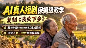 AI真人短剧保姆级教学，复刻《丧失下乡》，剧本分镜Seedance2.0生成视频，搞定人物一致性全流程实操-副业资源站