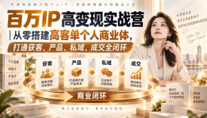 百万IP高变现实战营｜从零搭建高客单个人商业体，打通获客、产品、私域、成交全闭环​-副业资源站