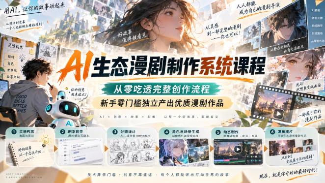 AI生态漫剧制作系统课程，从零吃透完整创作流程，新手零门槛独立产出优质漫剧作品-副业资源站