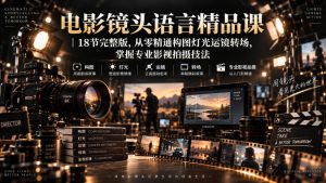 电影镜头语言精品课｜18节完整版，从零精通构图灯光运镜转场，掌握专业影视拍摄技法-副业资源站