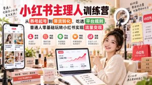 小红书主理人训练营，从养号起号到带货转化，吃透平台规则，普通人零基础玩转小红书实现流量变现-副业资源站