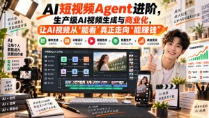 AI短视频Agent进阶，生产级AI视频生成与商业化，让AI视频从”能看”真正走向”能賺钱”-副业资源站