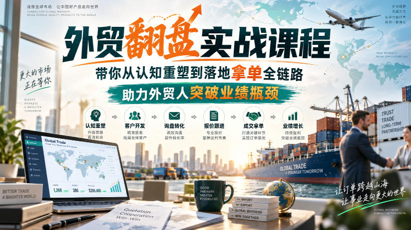 外贸翻盘实战课程，带你从认知重塑到落地拿单全链路，助力外贸人突破业绩瓶颈-副业资源站