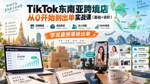 TikTok东南亚跨境店从0开始到出单实战课（基础+进阶），店铺搭建、选品发货、达人对接、GMV投流，学完直接落地出单-副业资源站
