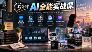 5分钟AI全能实战课｜提示词高阶技巧+AI智能体+数字人+办公创作+短视频IP变现全教程-副业资源站
