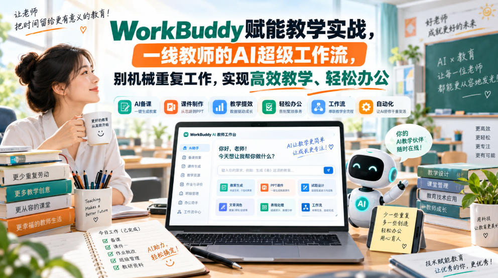 WorkBuddy赋能教学实战，一线教师的AI超级工作流，别机械重复工作，实现高效教学、轻松办公-副业资源站
