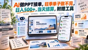 AI做PPT接单,旺季单子做不完,日入500+,当天结算,附赠工具【揭秘】-副业资源站