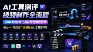AI工具测评视频制作全流程，从0到1教你做出高完播的爆款视频，做出一个稳定接广告賺钱的AI工具测评号-副业资源站