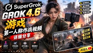 Grok 4.6也能做游戏?第一人称作战视频实测|玩法详细讲解-副业资源站