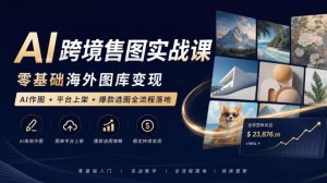 AI跨境售图实战课，零基础海外图库变现，AI作图+平台上架+爆款选图全流程落地-副业资源站