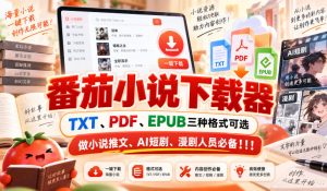 番茄小说下载器，TXT、PDF、EPUB三种格式可选，做小说推文、AI短剧、漫剧人员必备！！！-副业资源站