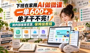 下班在家用AI做微课，一单600+，单子干不完！附内部接单资源，保姆级教程【揭秘】-副业资源站