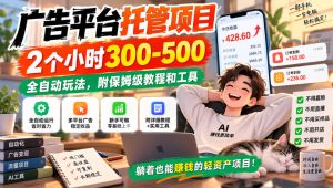 广告平台托管项目，2个小时300-500，全自动玩法，附保姆级教程和工具【揭秘】-副业资源站