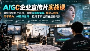 AIGC企业宣传片实战课，重构传统制片流程，掌握大模型编导、数字人制作、美学镜头、AI特效后期，低成本产出商业级宣传片-副业资源站