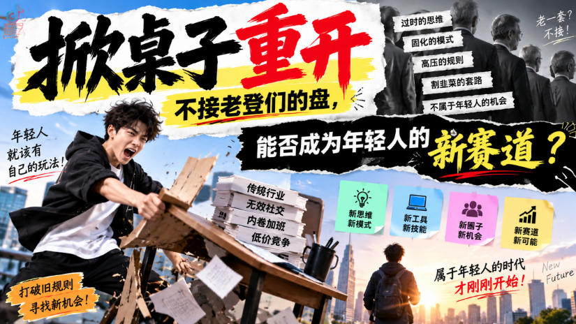 某公众号付费文章：掀桌子重开，不接老登们的盘，能否成为年轻人的新赛道？-副业资源站