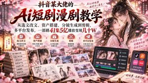 抖音某大佬的Ai短剧漫剧教学，从选文改文、资产搭建、分镜生成到剪辑、多平台发布，一部剧41集5亿播放变现几十W-副业资源站