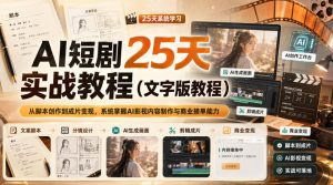 AI短剧25天实战教程(文字版教程),从脚本创作到成片变现,系统掌握AI影视内容制作与商业接单能力-副业资源站