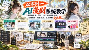 从零到一AI漫剧系统教学，打通风格定调、写文二创、人物场景出图、分镜配音、批量成片、热点涨粉全流程-副业资源站